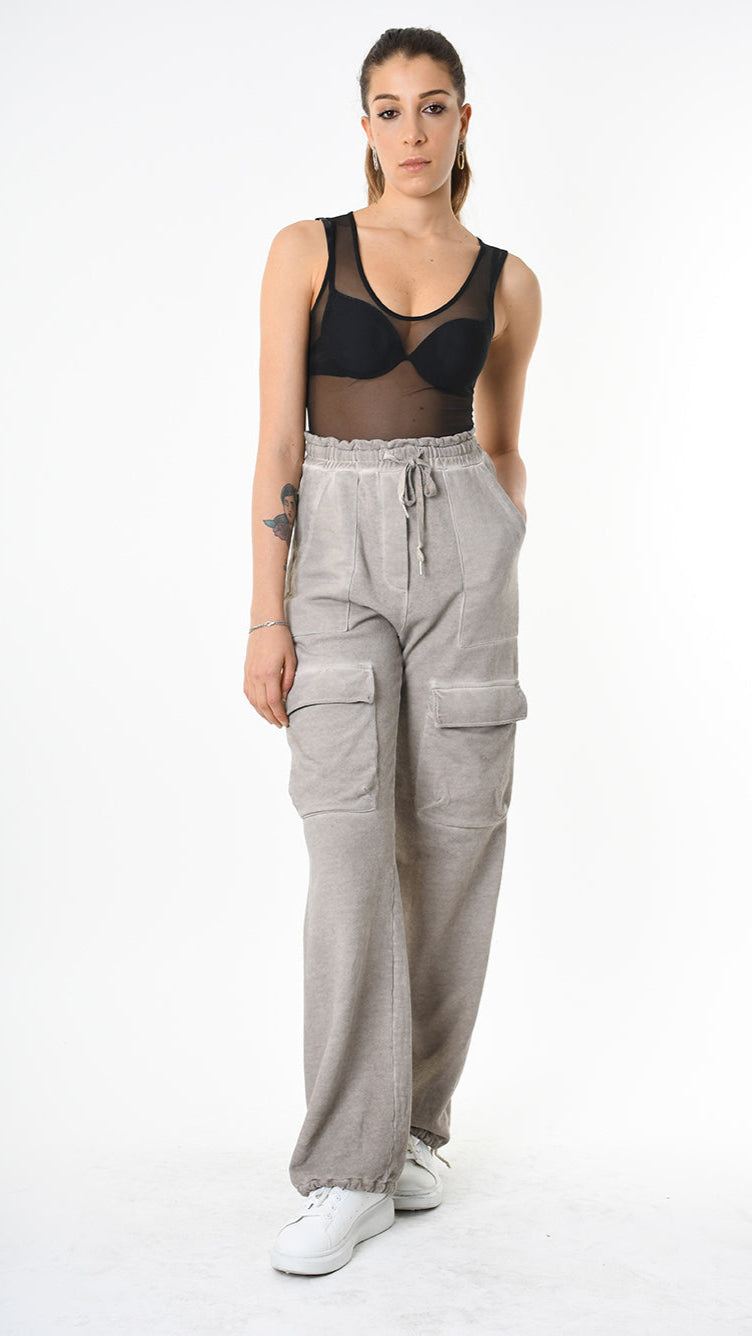 A34V LW91425 TROUSER Wide Gauze Fleece Dyed Cold Sand