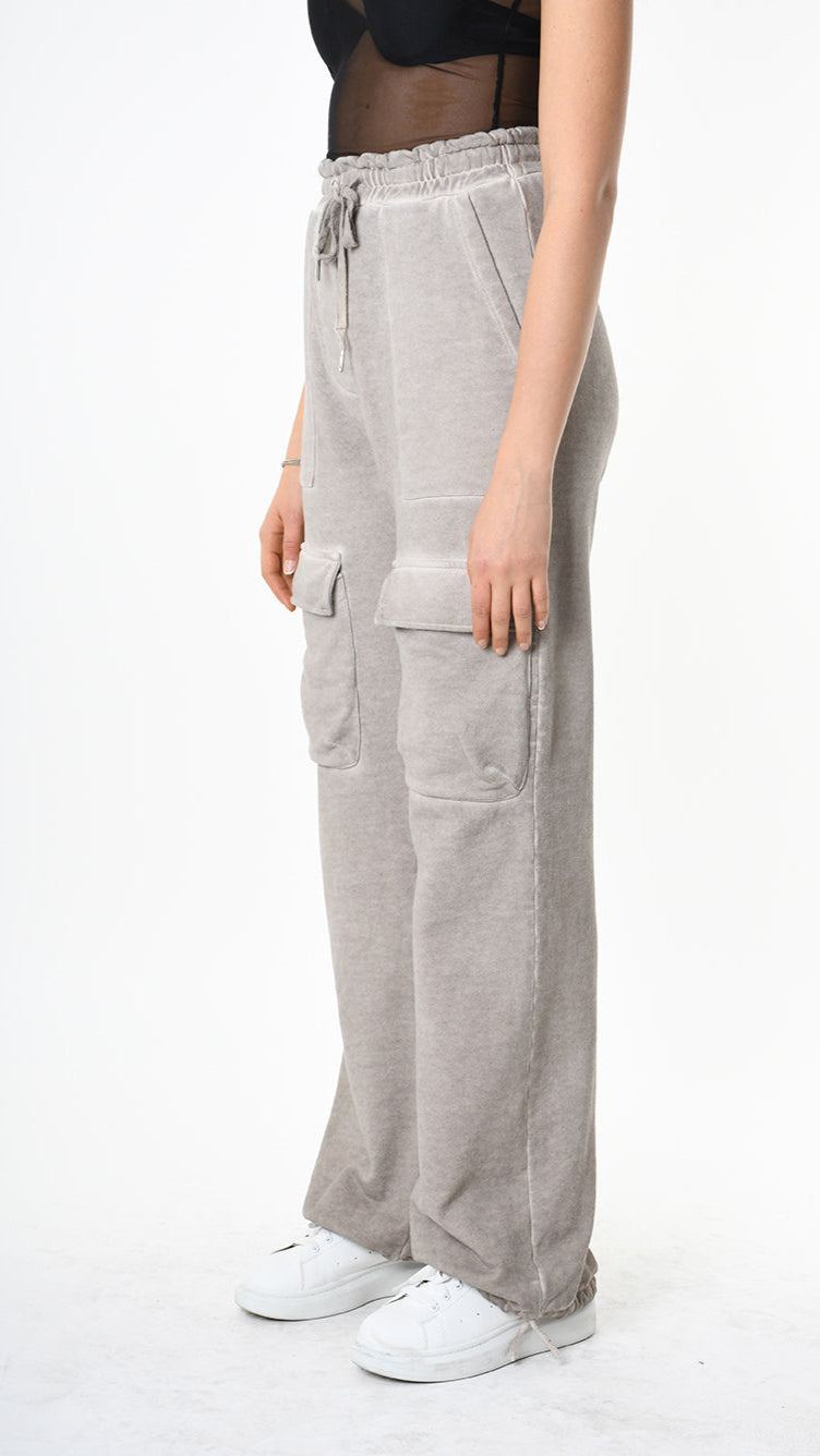 A34V LW91425 TROUSER Wide Gauze Fleece Dyed Cold Sand