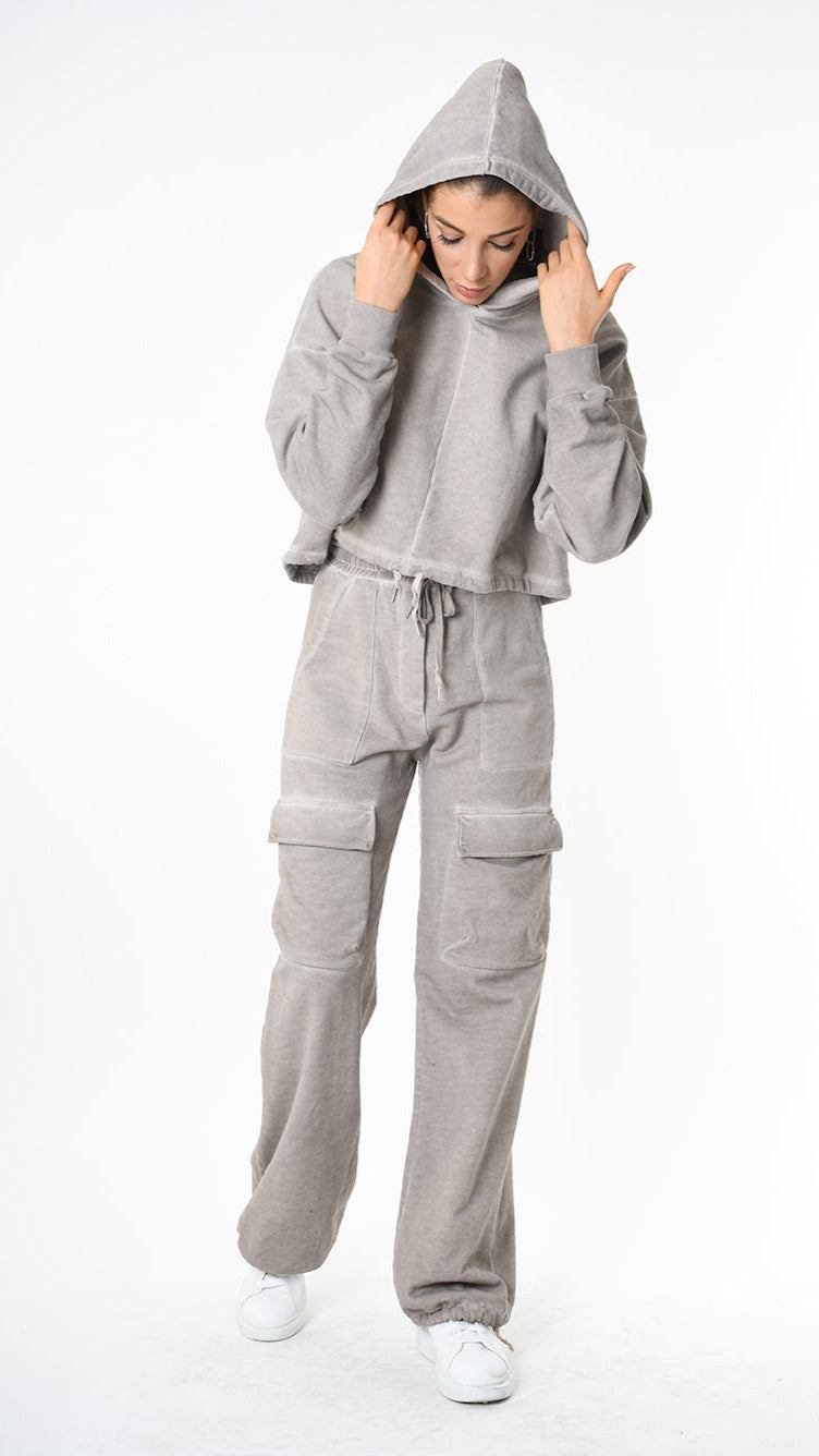 A34V LW91425 TROUSER Wide Gauze Fleece Dyed Cold Sand