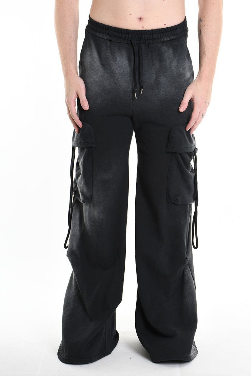 4V W5225 TROUSER Cargo Corrosive Treatment Fleece UNISEX Black LA HAINE INSIDE US