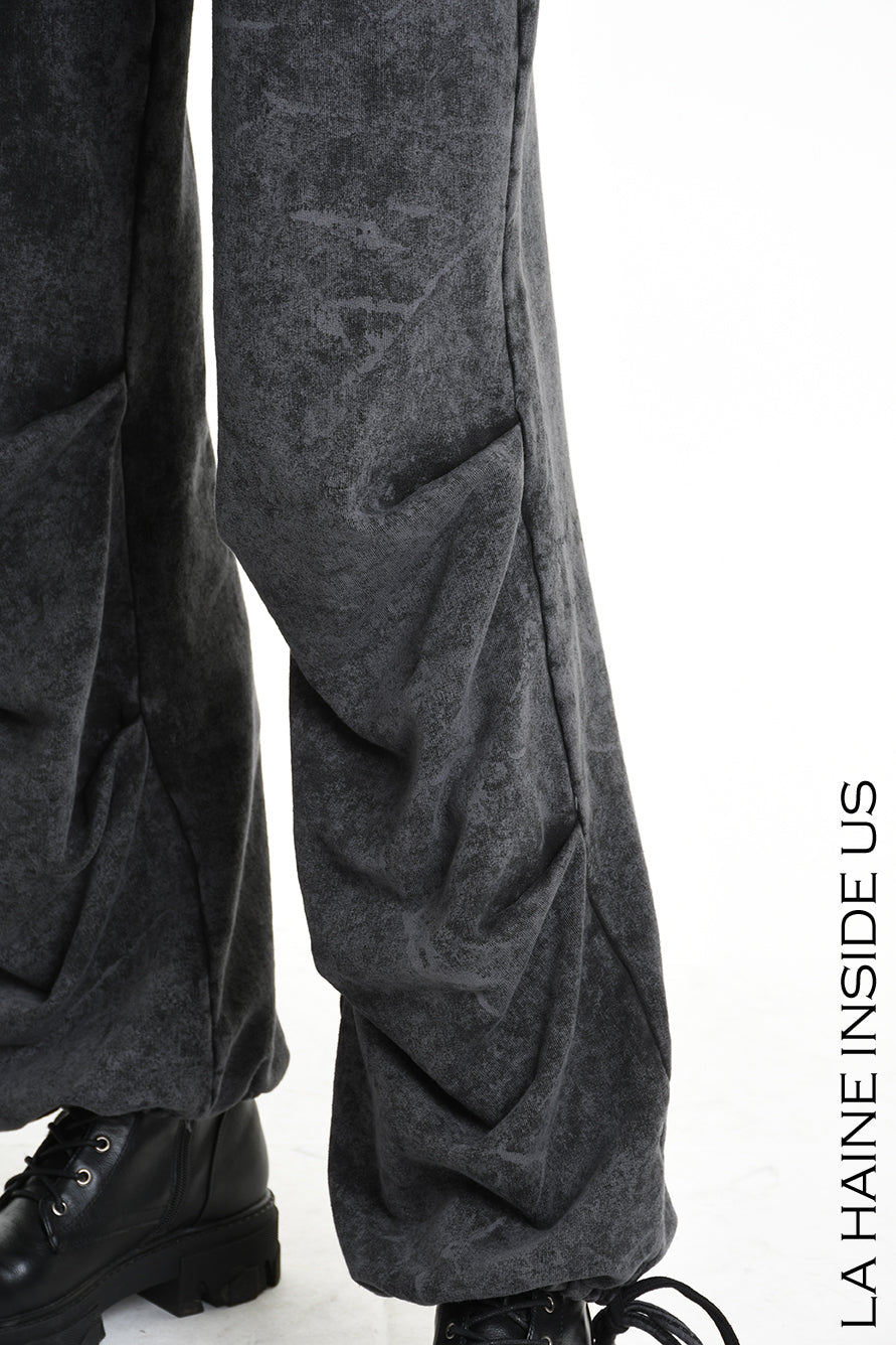 4V W5227 TROUSER Wide Fit Dyed Marmoryzed Fleece Black WOMAN LA HAINE INSIDE US