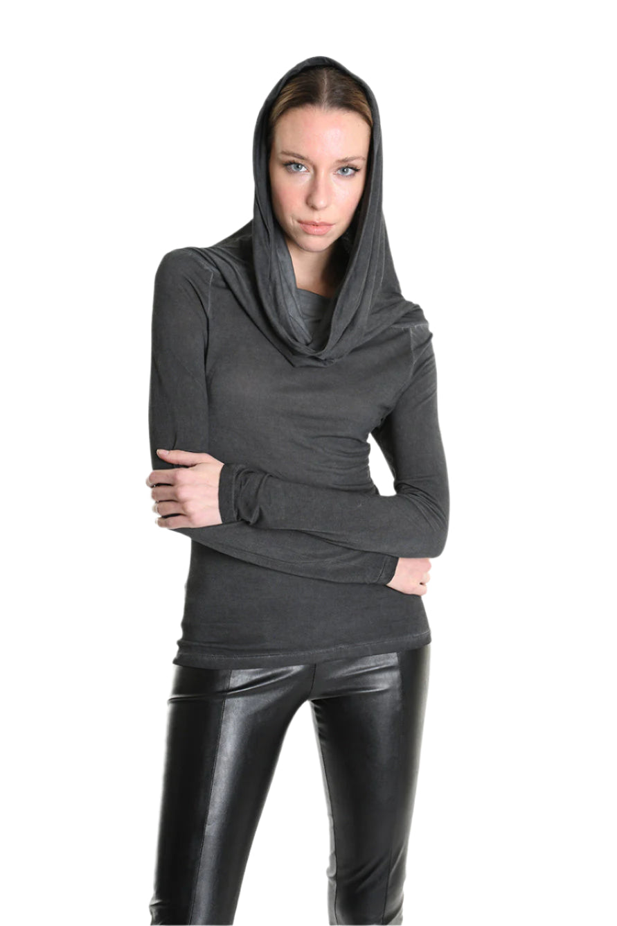 4V W5229 T-SHIRT Regular Dyed Cold Lyocell Jersey Black LA HAINE INSIDE US