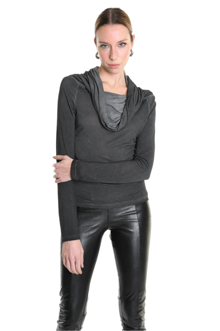 4V W5229 T-SHIRT Regular Dyed Cold Lyocell Jersey Black LA HAINE INSIDE US