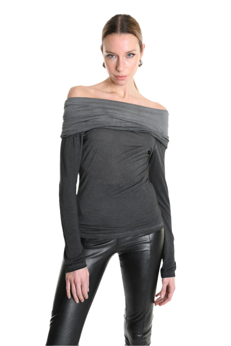 4V W5229 T-SHIRT Regular Dyed Cold Lyocell Jersey Black LA HAINE INSIDE US