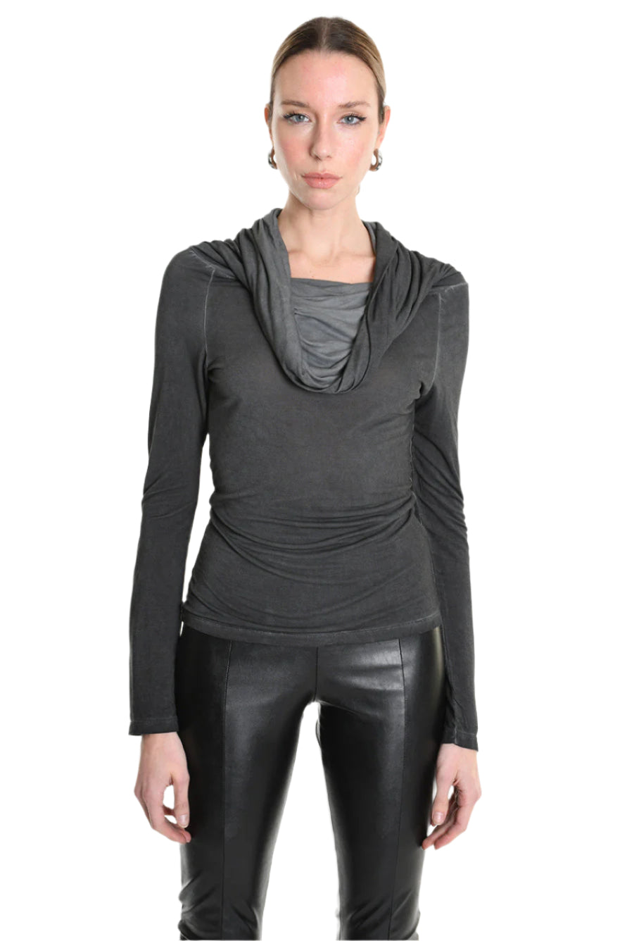 4V W5229 T-SHIRT Regular Dyed Cold Lyocell Jersey Black LA HAINE INSIDE US