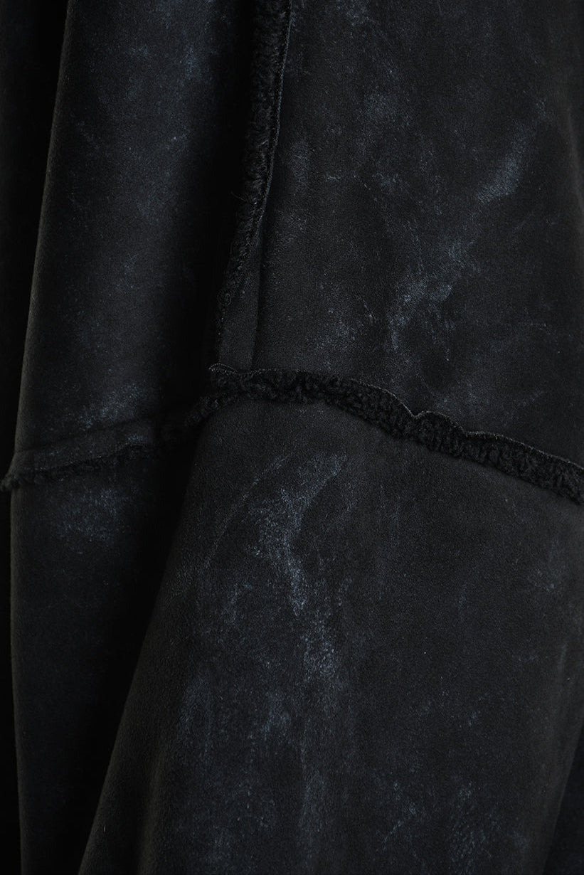 4- W5168 JACKET Oversized in Marbled Faux Shearling, UNISEX, Black. TEPHRA