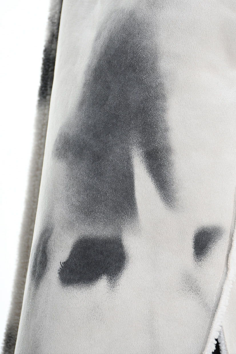 4- W5169 SLEEVELESS COAT in Printed Dyed Faux Shearling, UNISEX, White. TEPHRA