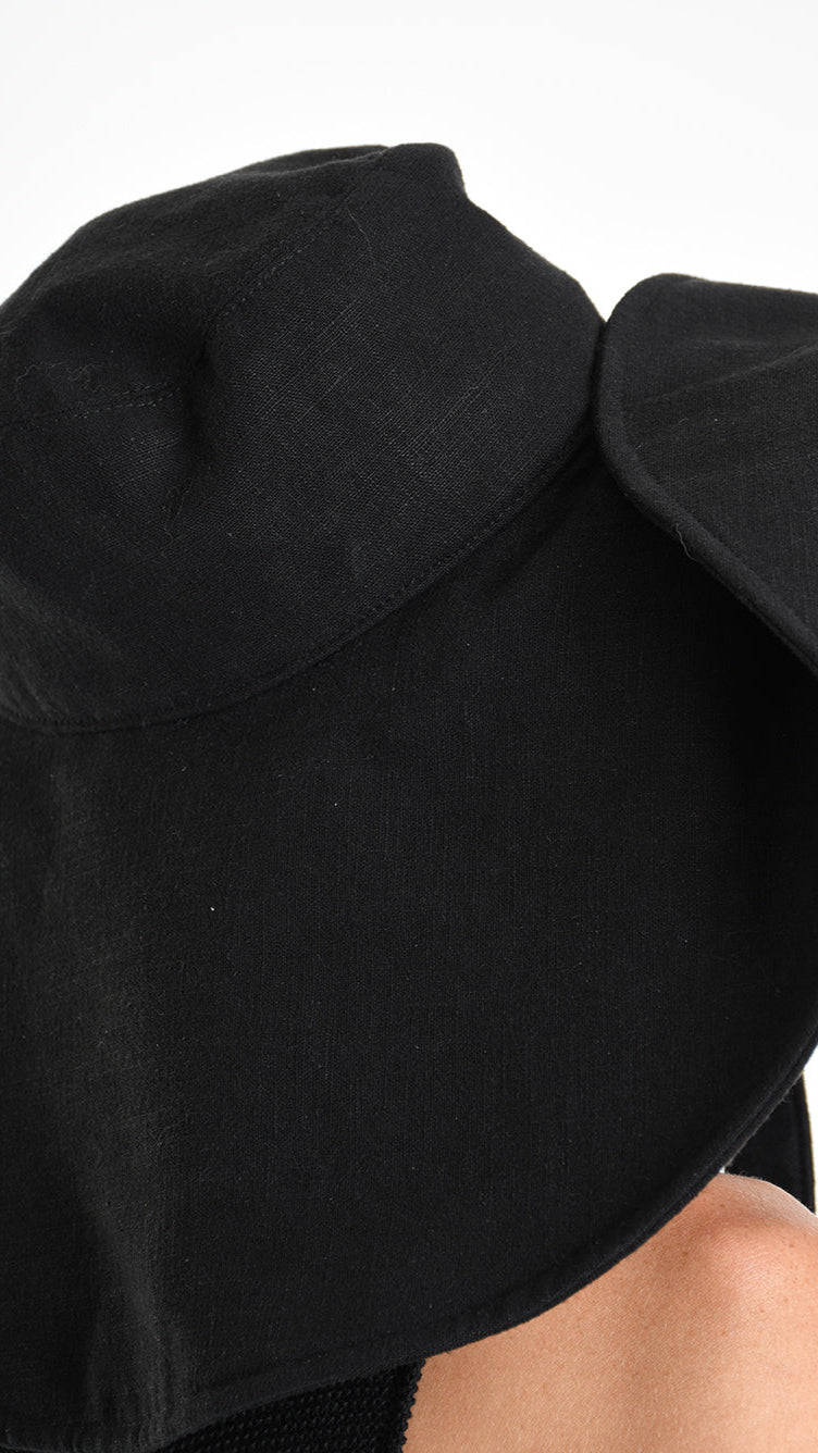 A34Y W510625 HAT Linen Cotton & Lined Black