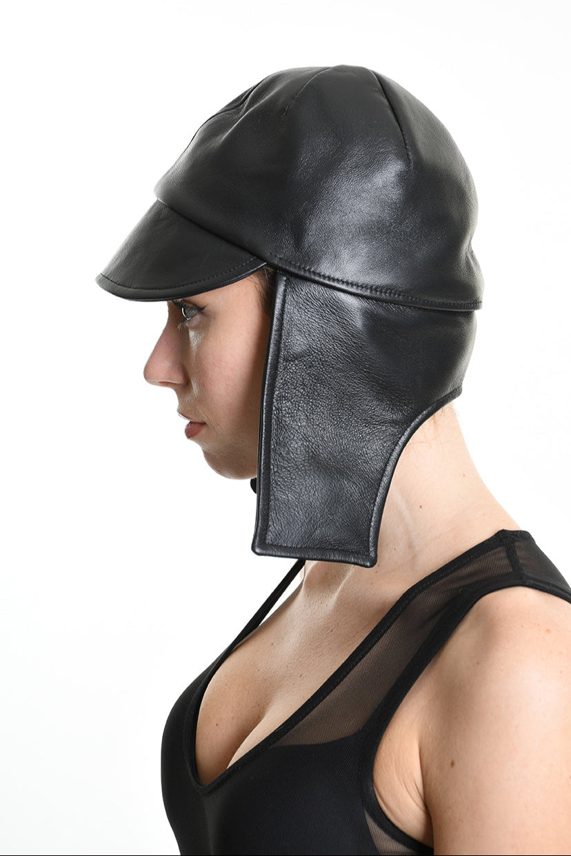 4Y W5211 HAT Leather Lined UNISEX Black LA HAINE INSIDE US