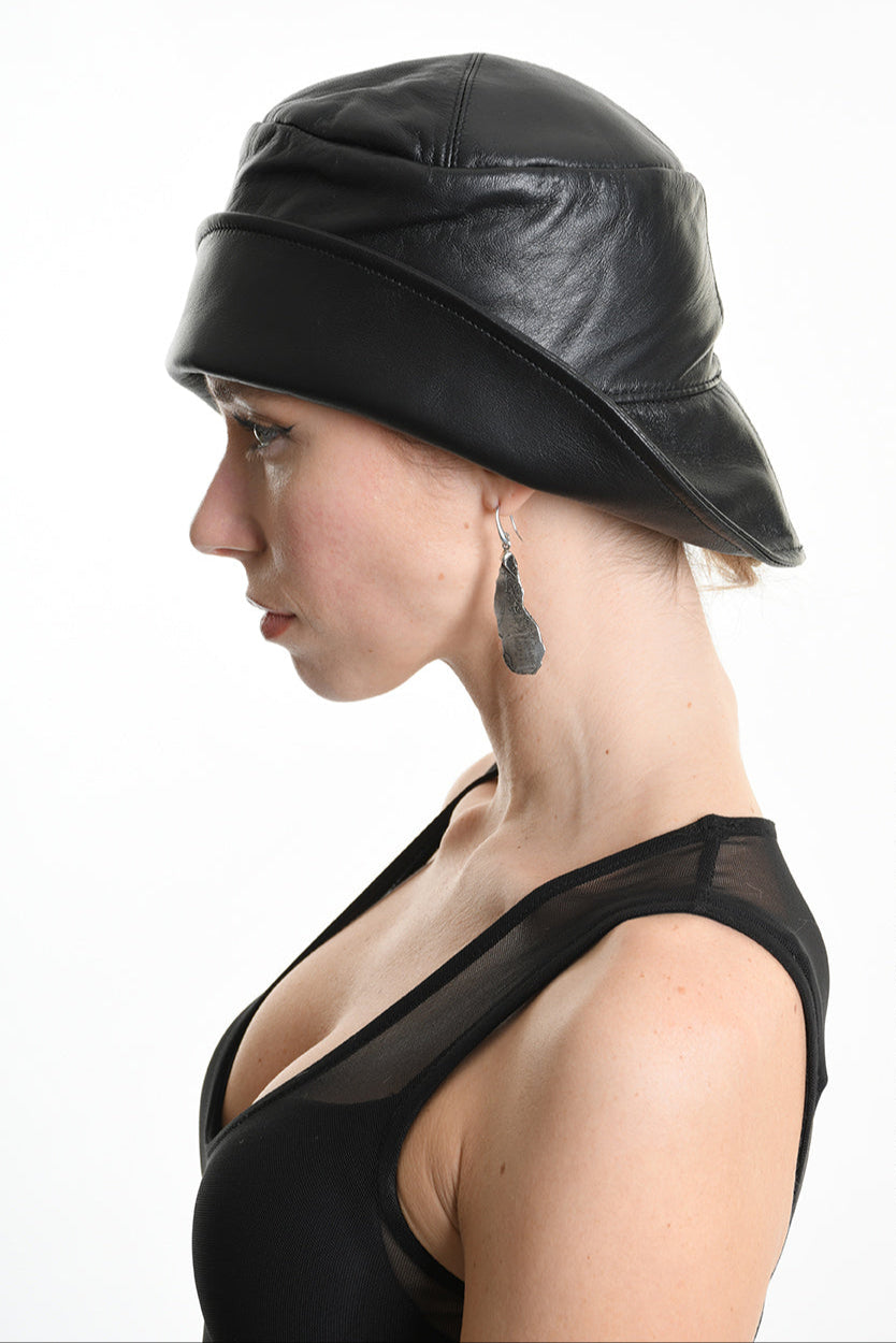 4Y W5212 HAT Leather Lined Black WOMAN LA HAINE INSIDE US