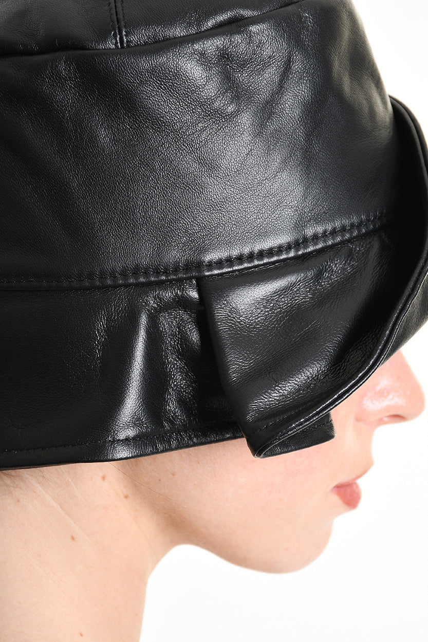 4Y W5212 HAT Leather Lined Black WOMAN LA HAINE INSIDE US