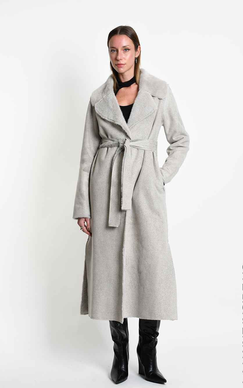 4- W5398 COAT Regular Faux Shearling Dyed Cold Sand