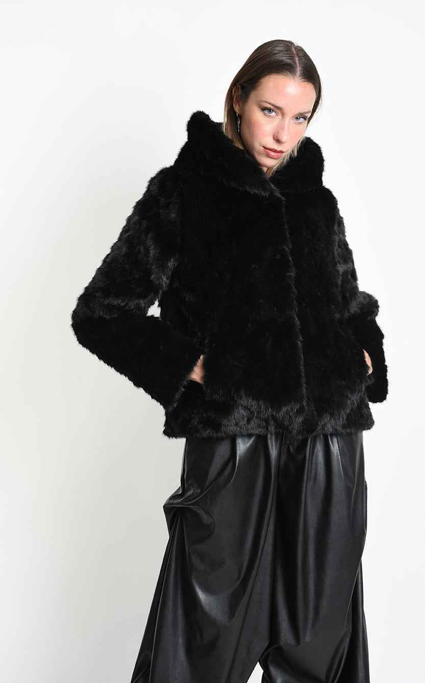 4- W5402 SPORT JACKET Regular Faux Fur Devore Lined Black
