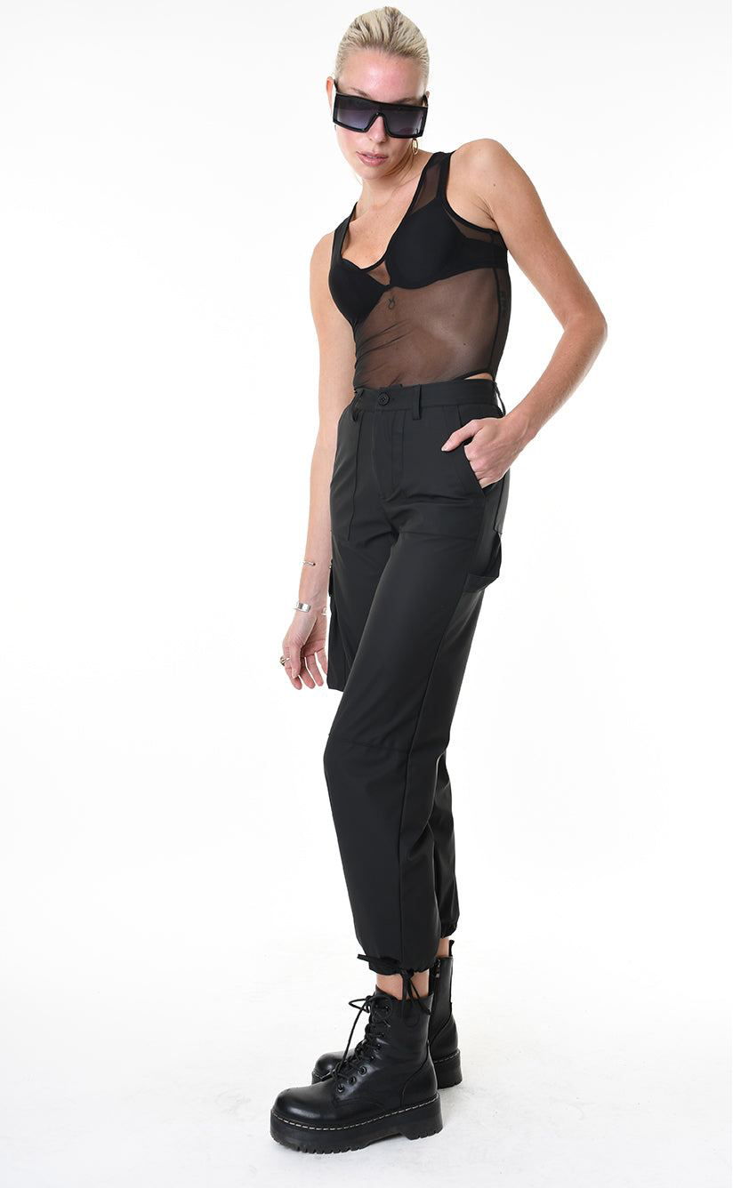 A34Z LW68825 TROUSER Rubberized Technical Fabric Stretch Black