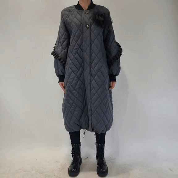 9B SM26TEPHRA1 Polyester-Viscose Long Over Coat – Grey