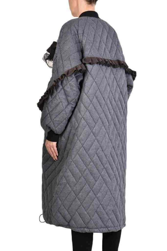 9B SM26TEPHRA1 Polyester-Viscose Long Over Coat – Grey