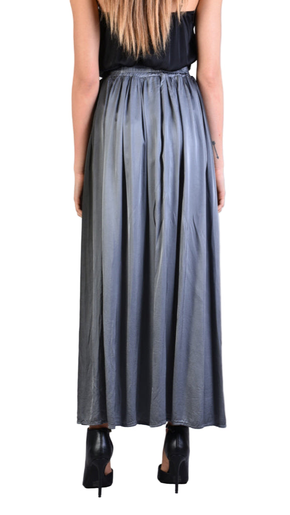 A39B SM20825 Long SKIRT in Gray Degrade Satin