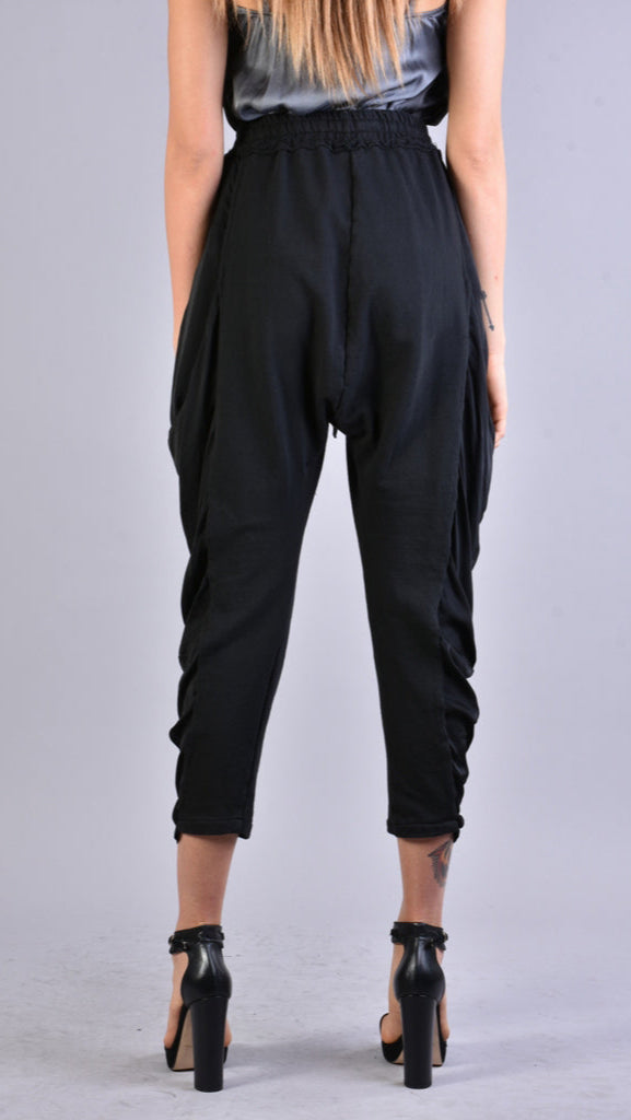 A39B SM21525 PANTS in Cold Dyed Fleece & Black Satin