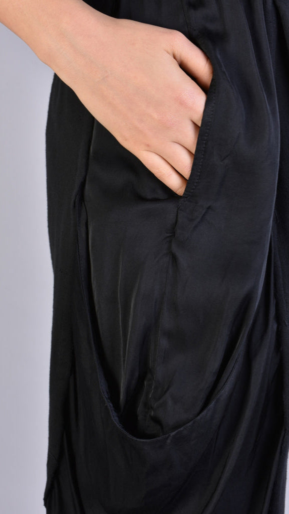 A39B SM21525 PANTS in Cold Dyed Fleece & Black Satin