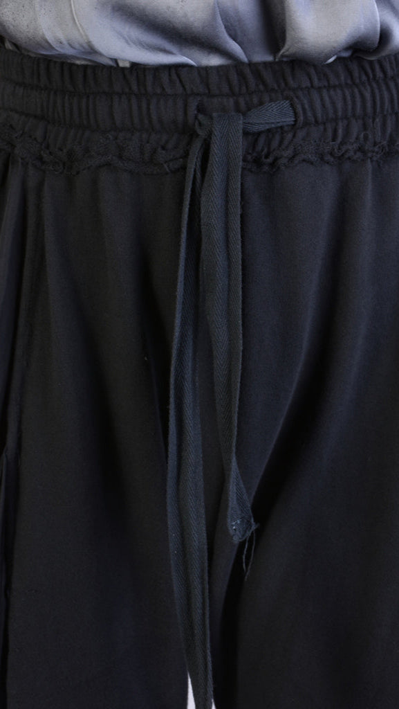A39B SM21525 PANTS in Cold Dyed Fleece & Black Satin