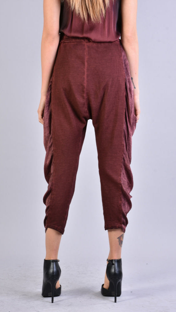 A39B SM21525 PANTS in Cold Dyed Fleece & Blood Satin