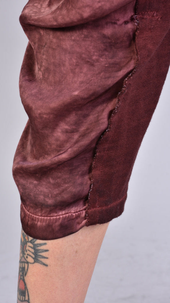 A39B SM21525 PANTS in Cold Dyed Fleece & Blood Satin