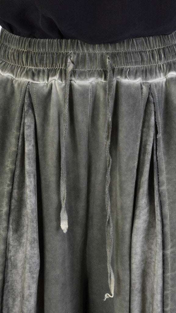 A39B SM27925 TROUSERS in Cotton & Viscose Silk Fleece Olive