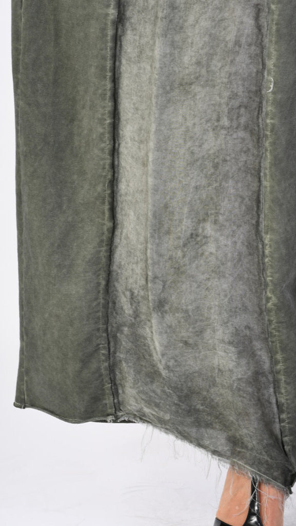 A39B SM27925 TROUSERS in Cotton & Viscose Silk Fleece Olive