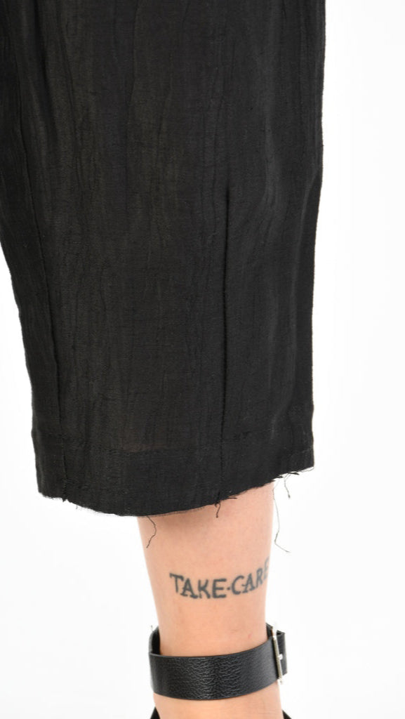 A39B SM29025 Straight TROUSERS in Black Crush Linen