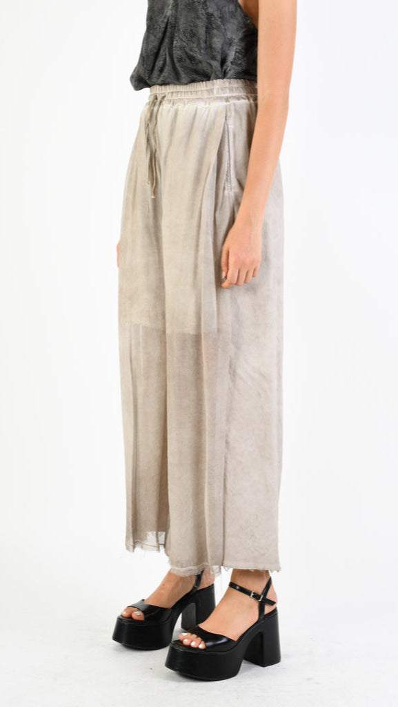A39B SM31025 Palazzo PANTS in Cotton Gabardine & Desert Silk Viscose