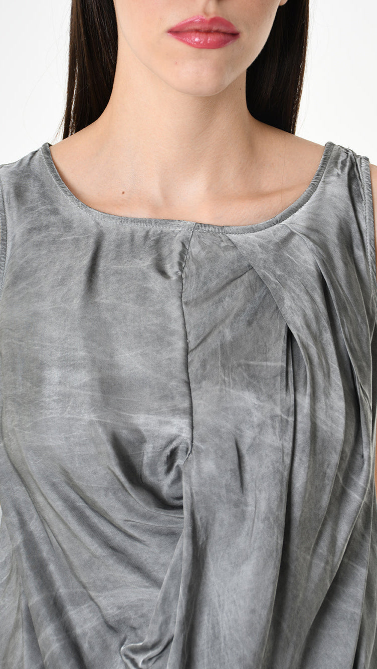 A39B SM41325 DRESS Viscose Satin Grey - Black - Olive