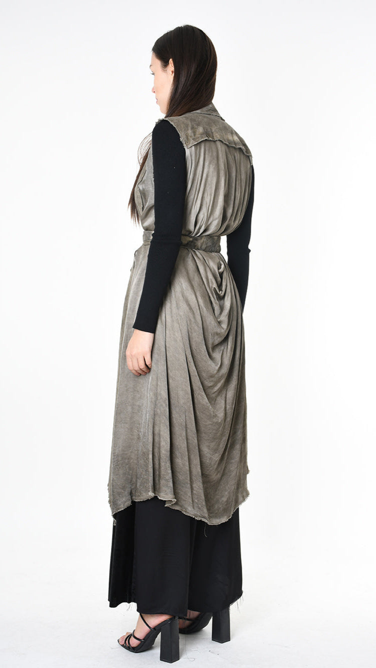 A39B SM41925 GILET Cannete Velvet & Viscose Grey- Olive