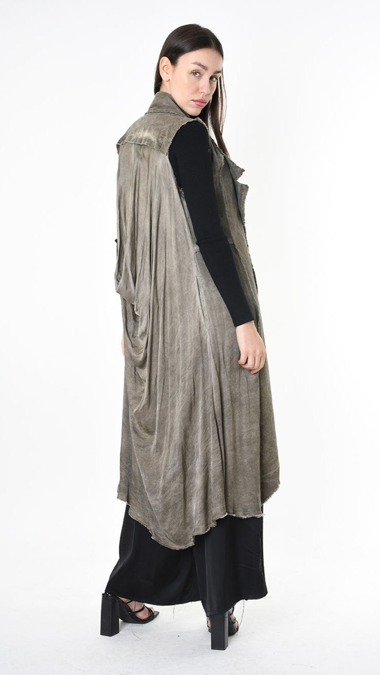 A39B SM41925 GILET Cannete Velvet & Viscose Grey- Olive