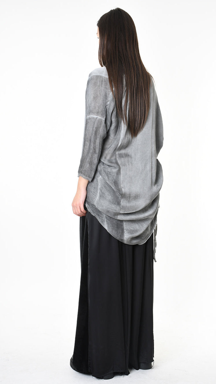 A39B SM42725 DRESS Satin Viscose & Silk Viscose Grey - Black - Olive