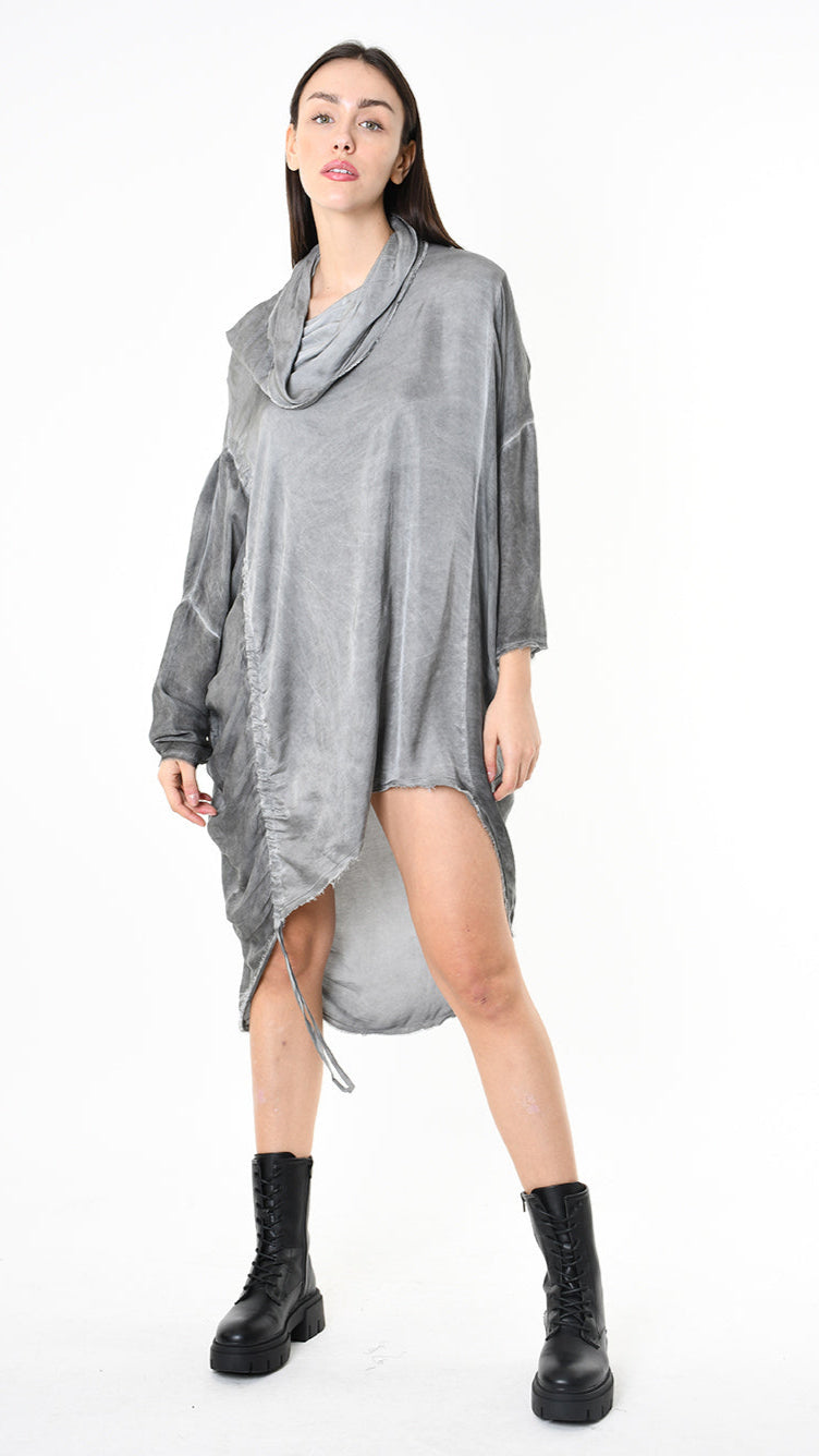 A39B SM42725 DRESS Satin Viscose & Silk Viscose Grey - Black - Olive