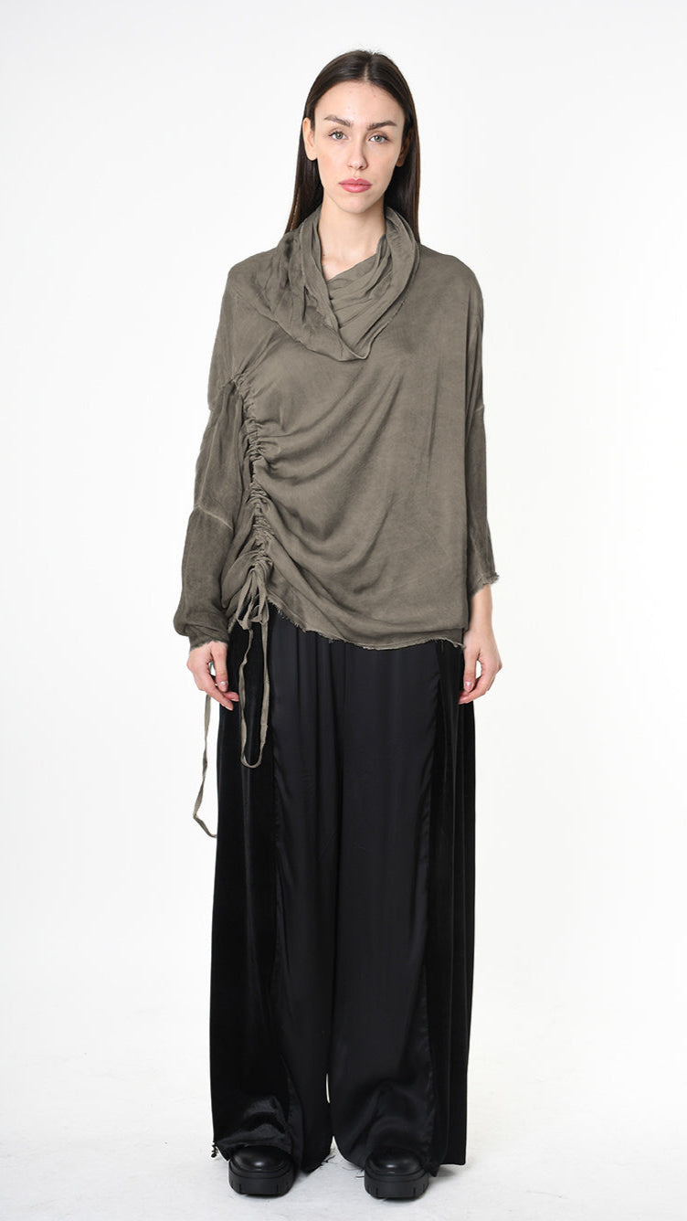 A39B SM42725 DRESS Satin Viscose & Silk Viscose Grey - Black - Olive