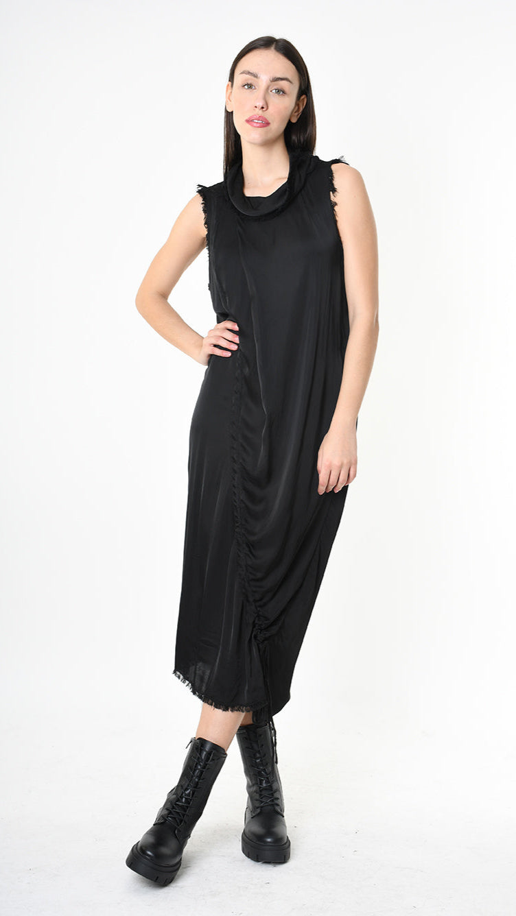 A39B SM45025 Dress Satin Viscose Grey - Black - Olive