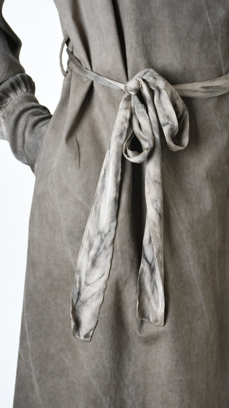 A39B SM45125 TRENCH Cotton Gabardine & Viscose Satin Green Tuscany - Grey