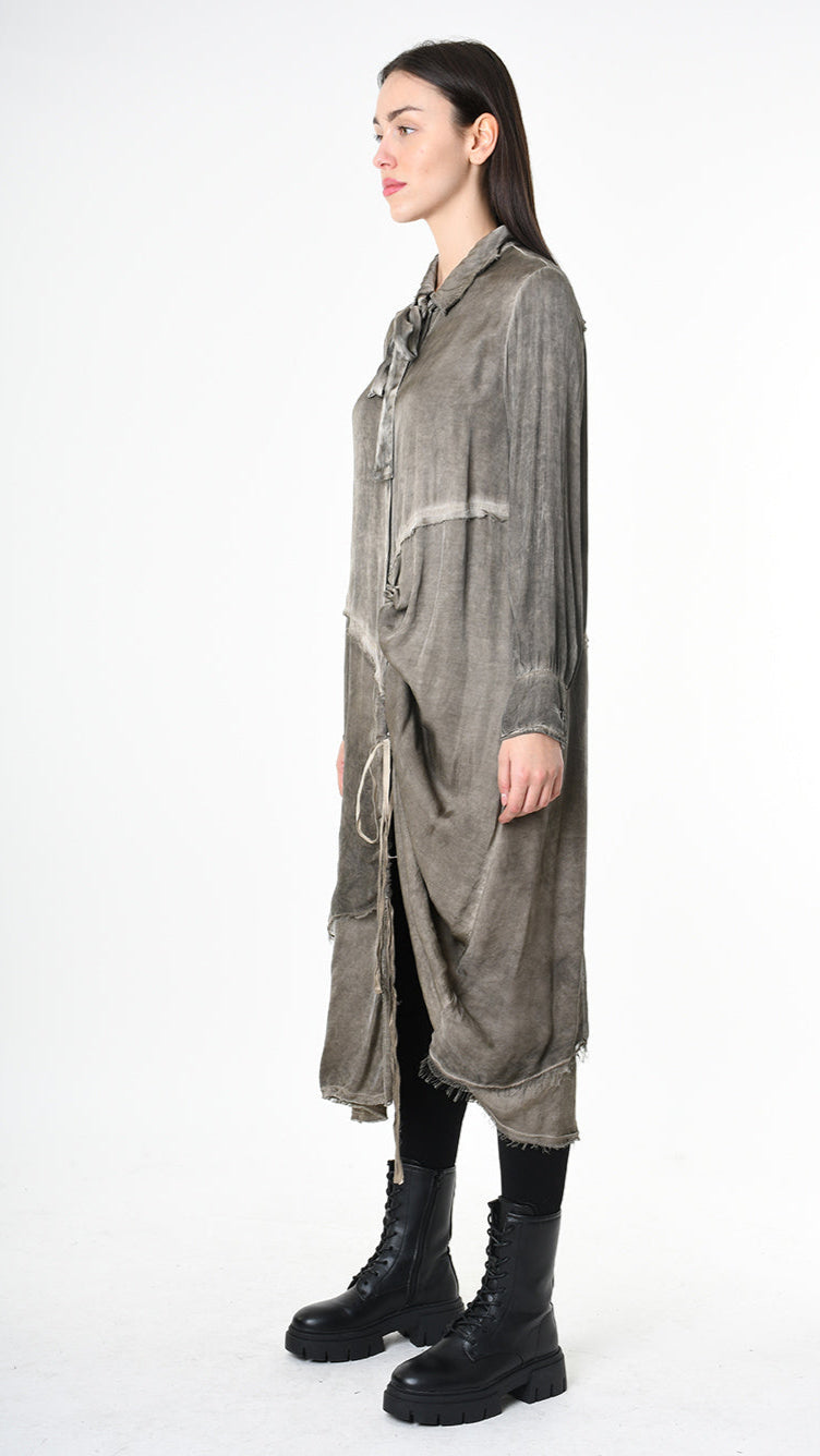 A39B SM45625 DRESS Satin Viscose Green Tuscany - Grey