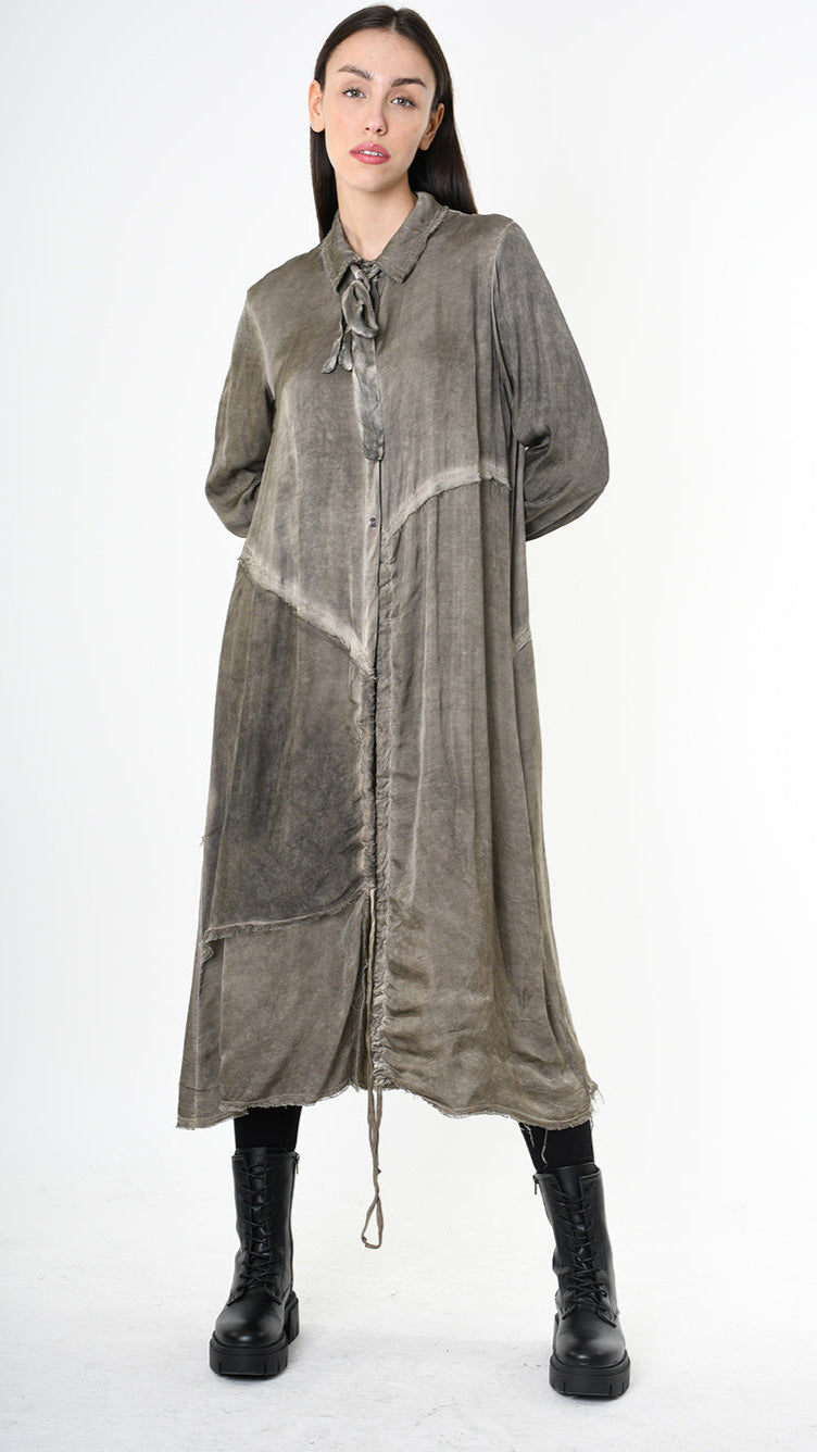 A39B SM45625 DRESS Satin Viscose Green Tuscany - Grey