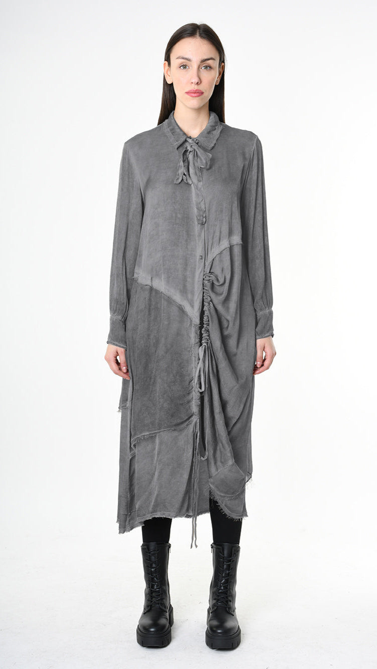 A39B SM45625 DRESS Satin Viscose Green Tuscany - Grey