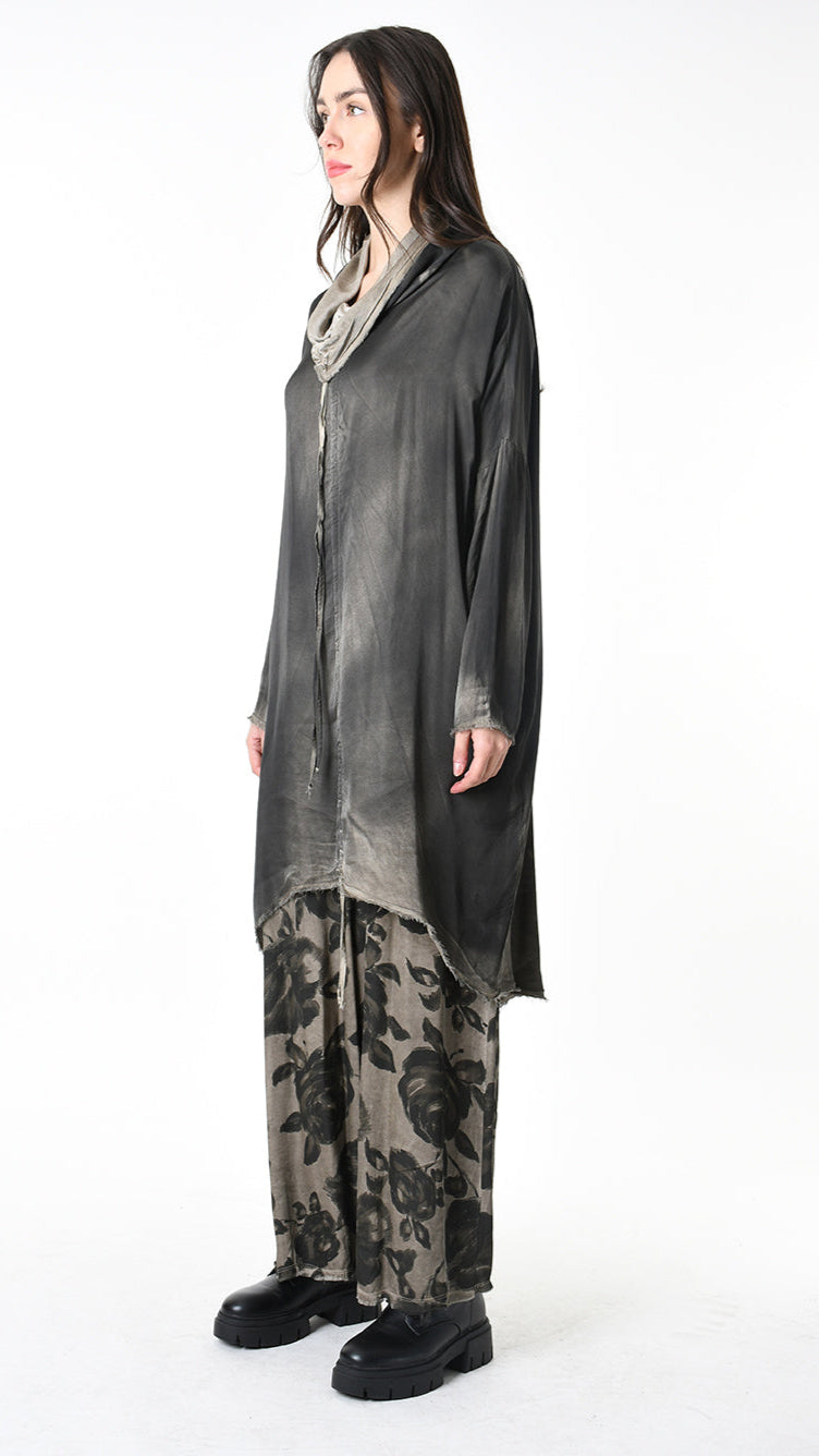 A39B SM45725 DRESS Satin Viscose Green Tuscany - Grey