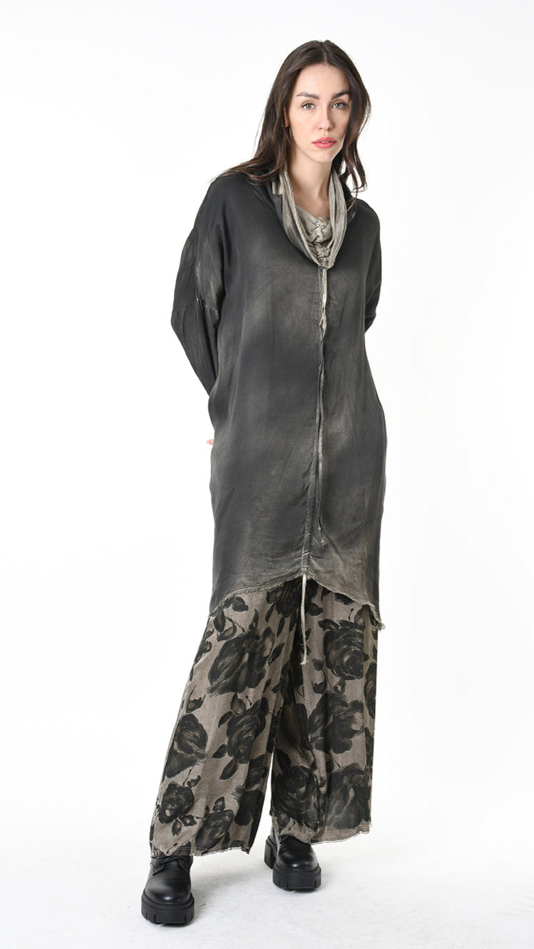 A39B SM45725 DRESS Satin Viscose Green Tuscany - Grey