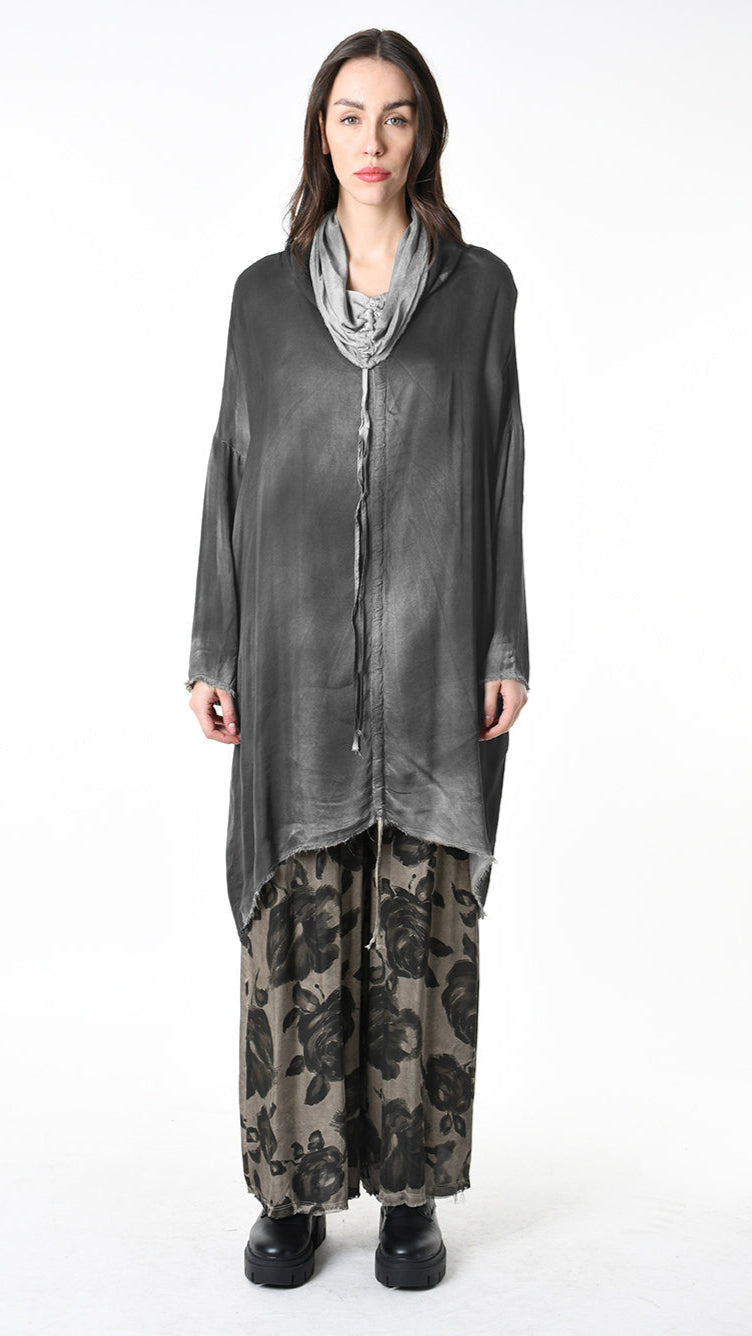 A39B SM45725 DRESS Satin Viscose Green Tuscany - Grey