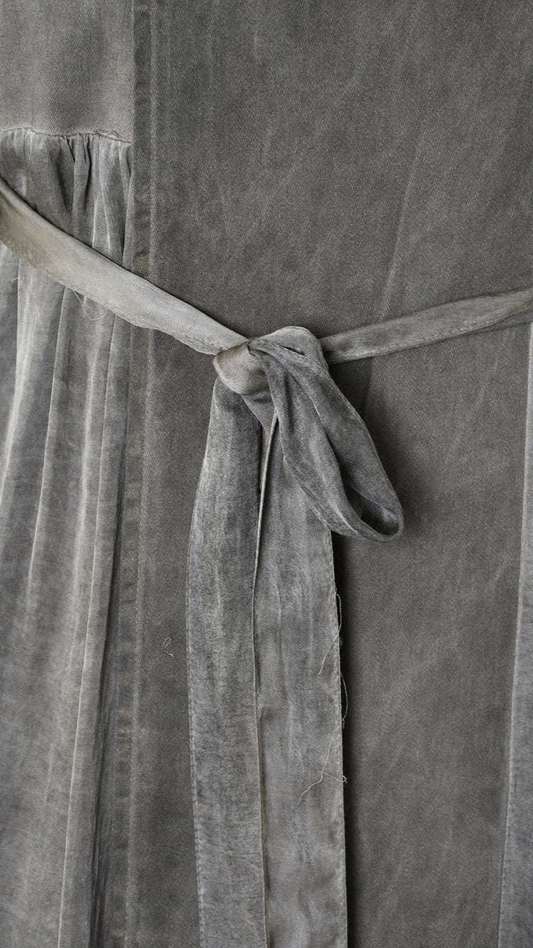 A39B SM45825 TRENCH Gabardine & Viscose Satin Gray Storm - Green - Black