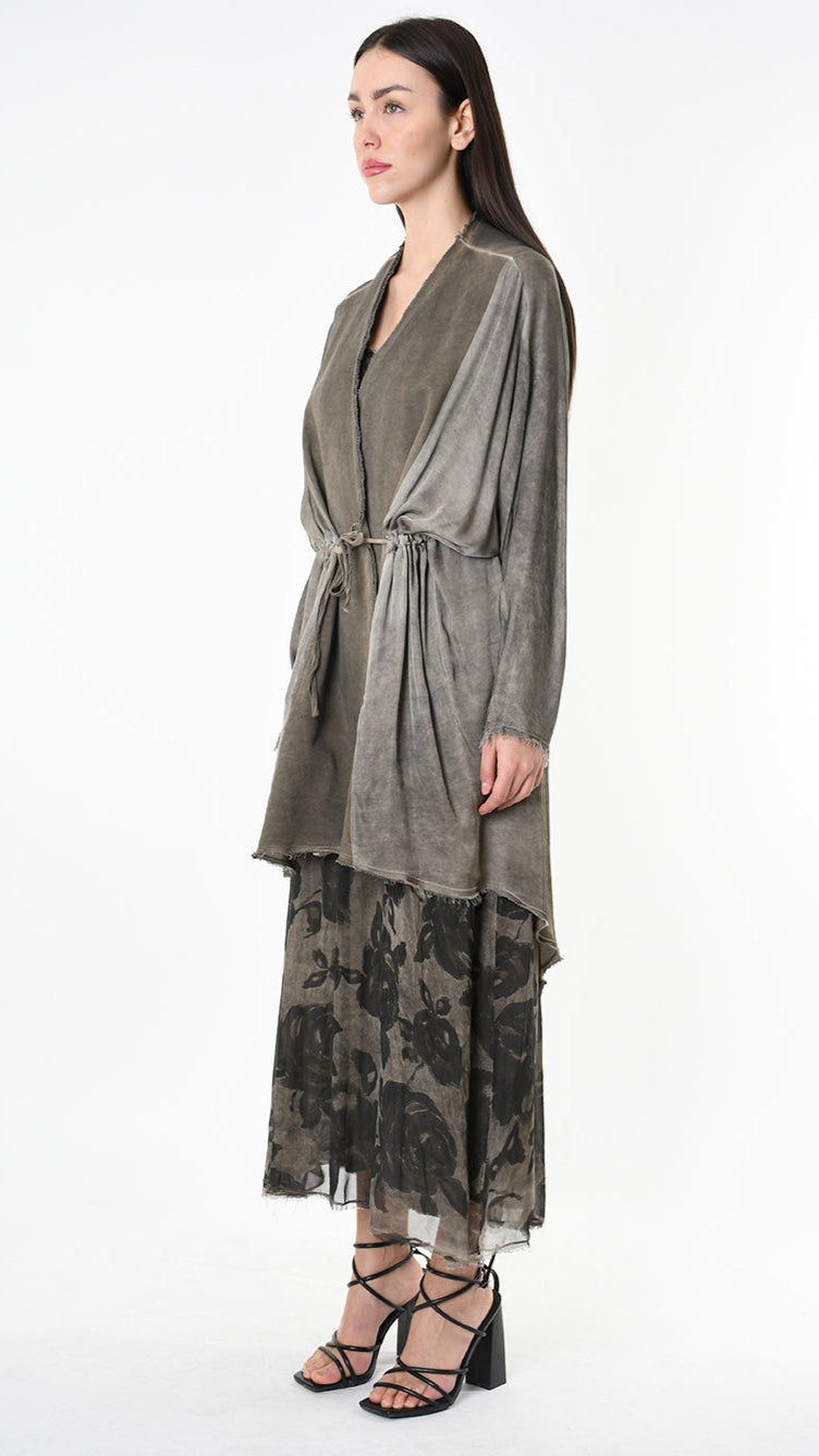 A39B SM461 CARDIGAN Over Cotton Fleece & Viscose Green Tuscany - Grey