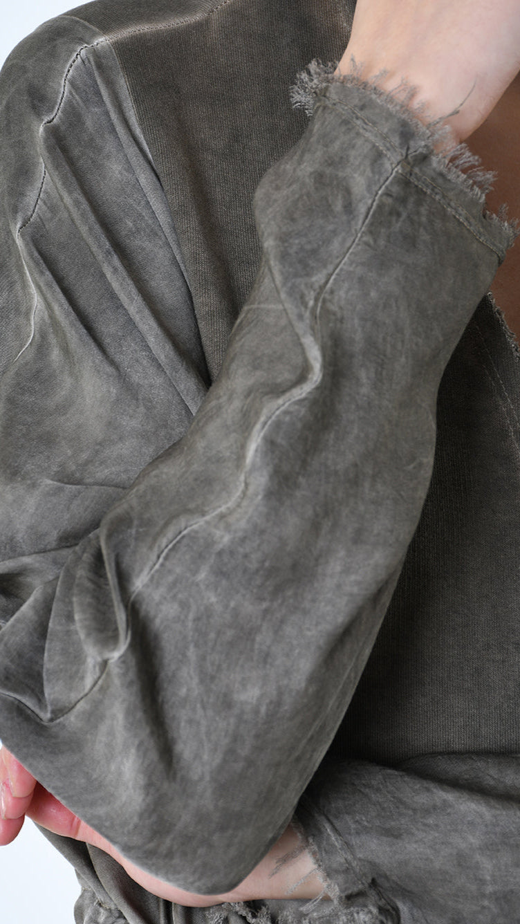 A39B SM461 CARDIGAN Over Cotton Fleece & Viscose Green Tuscany - Grey