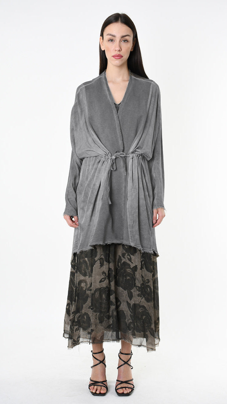 A39B SM461 CARDIGAN Over Cotton Fleece & Viscose Green Tuscany - Grey