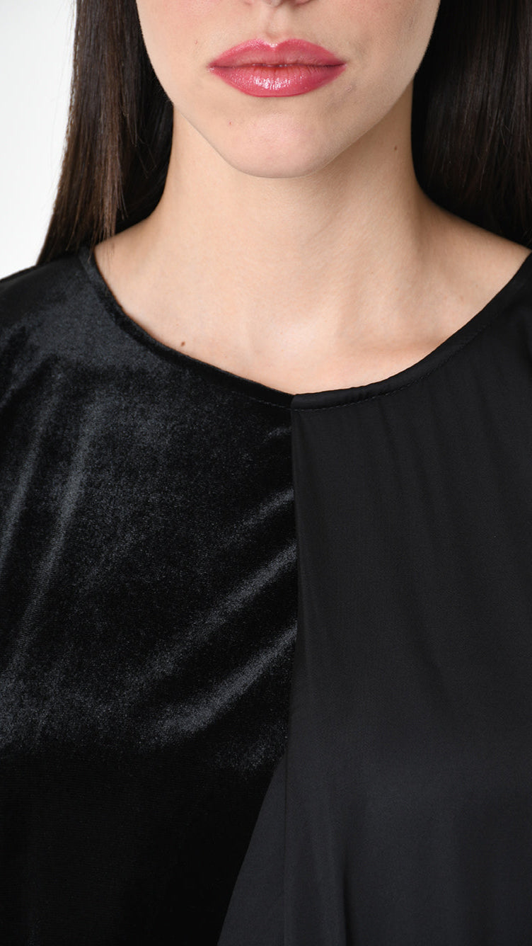 A39B SM46625 DRESS Chenille & Viscose Satin Black