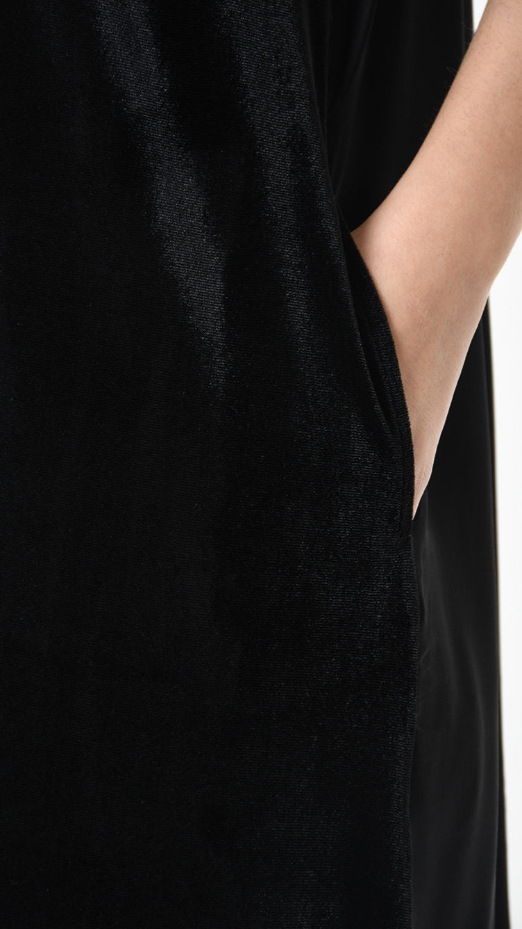 A39B SM46825 DRESS Chenille & Satin Viscose Dyed Cold Black